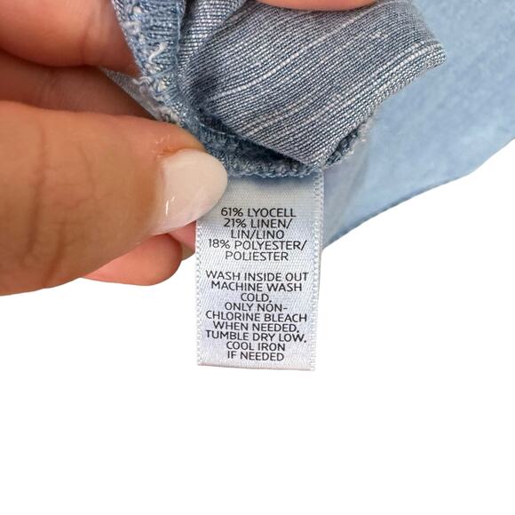 Ann Taylor LOFT Chambray Blue Softened Long Sleeve Relaxed Popover Tunic Shirt - Picture 12 of 12